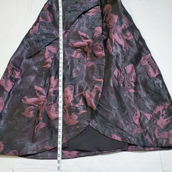 Kay Unger Massima Metallic Floral Jacquard Midi Cocktail Dress Mink Rose Size 6 - Picture 9 of 12